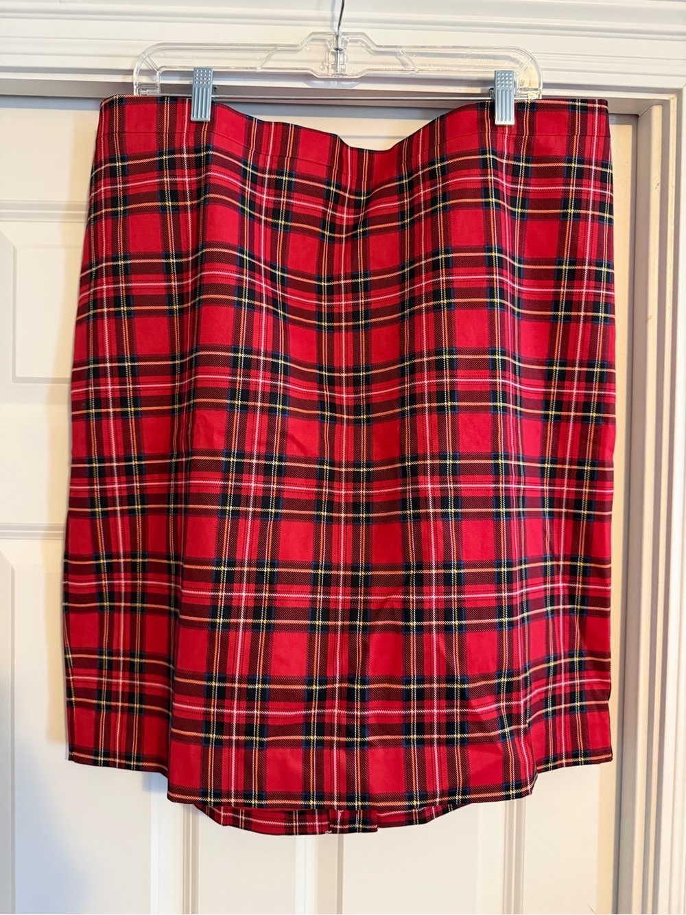 J. Crew Red Plaid Pencil Skirt